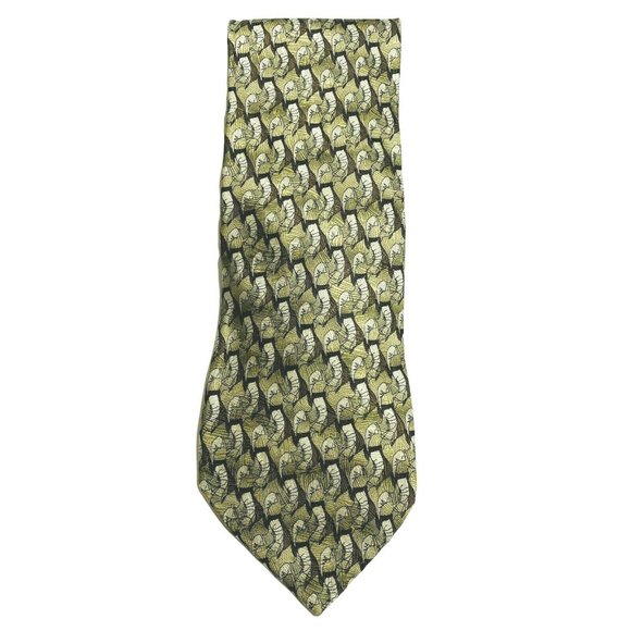 Vintage‎ Jerry J. Garcia Tan Brown Abstract Mens Silk Tie Drummers Collection 17 - Picture 1 of 7